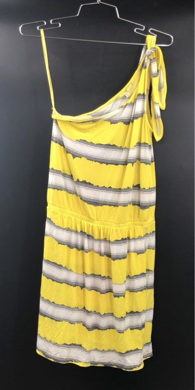 Gianni Bini Women's One Shoulder Shannon Knit Sundress Yellow Striped Sz S NWT