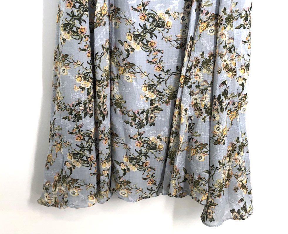 Max Studio London Women's Blue Floral Smocked Waist Midi Skirt NWT XL