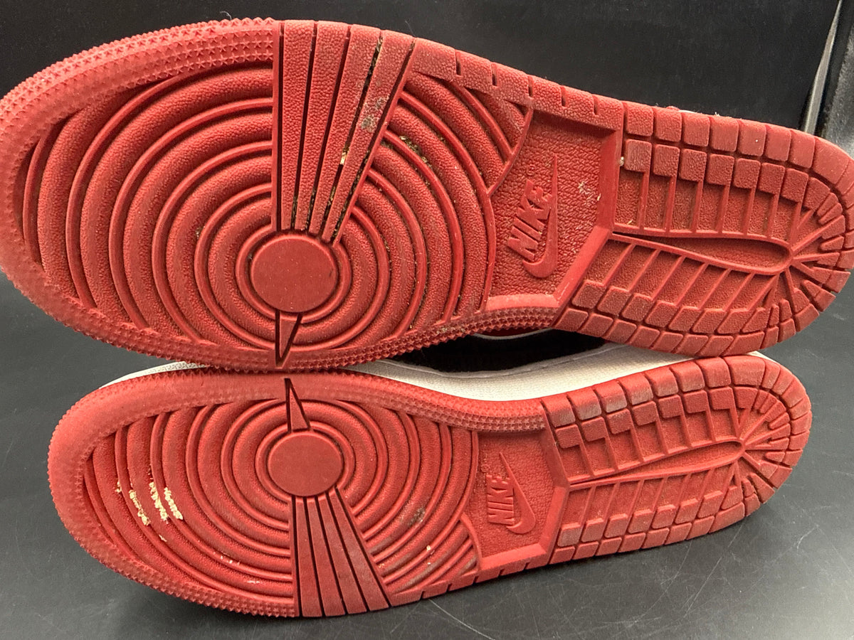 Nike Air Jordan 1 Mid Bred Text Black Red Youth Basketball Size 6.5Y COA