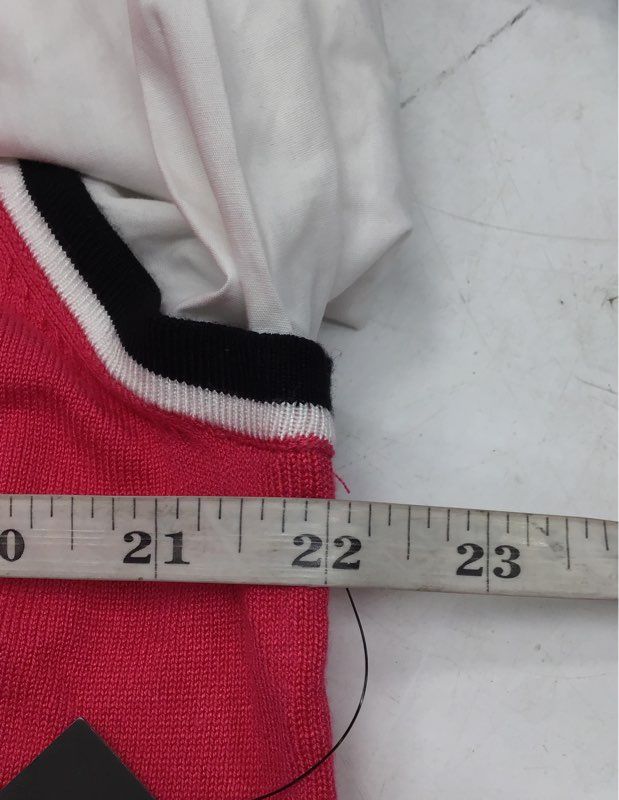 Karl Lagerfeld Paris Women's Pink White Mock Layer Knit Top Collared Sz L NWT