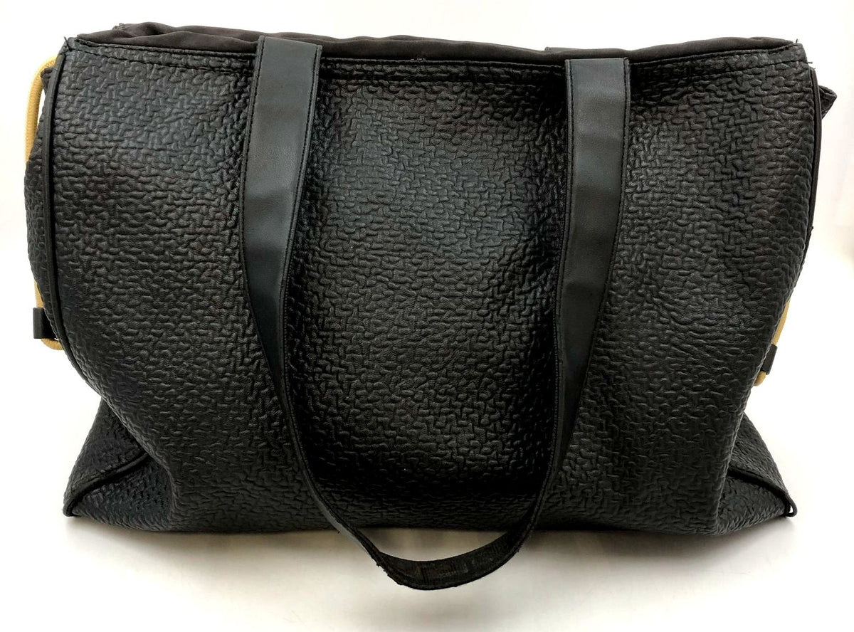 Versace Parfums Large Black Faux Leather Tote with Gold-Tone Accents