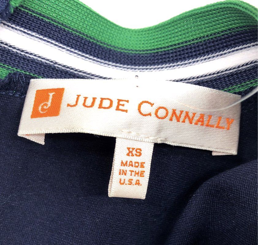Jude Connally Women's Cameron Dress Navy Shamrock Green Long Sleeve NWT Sz XS