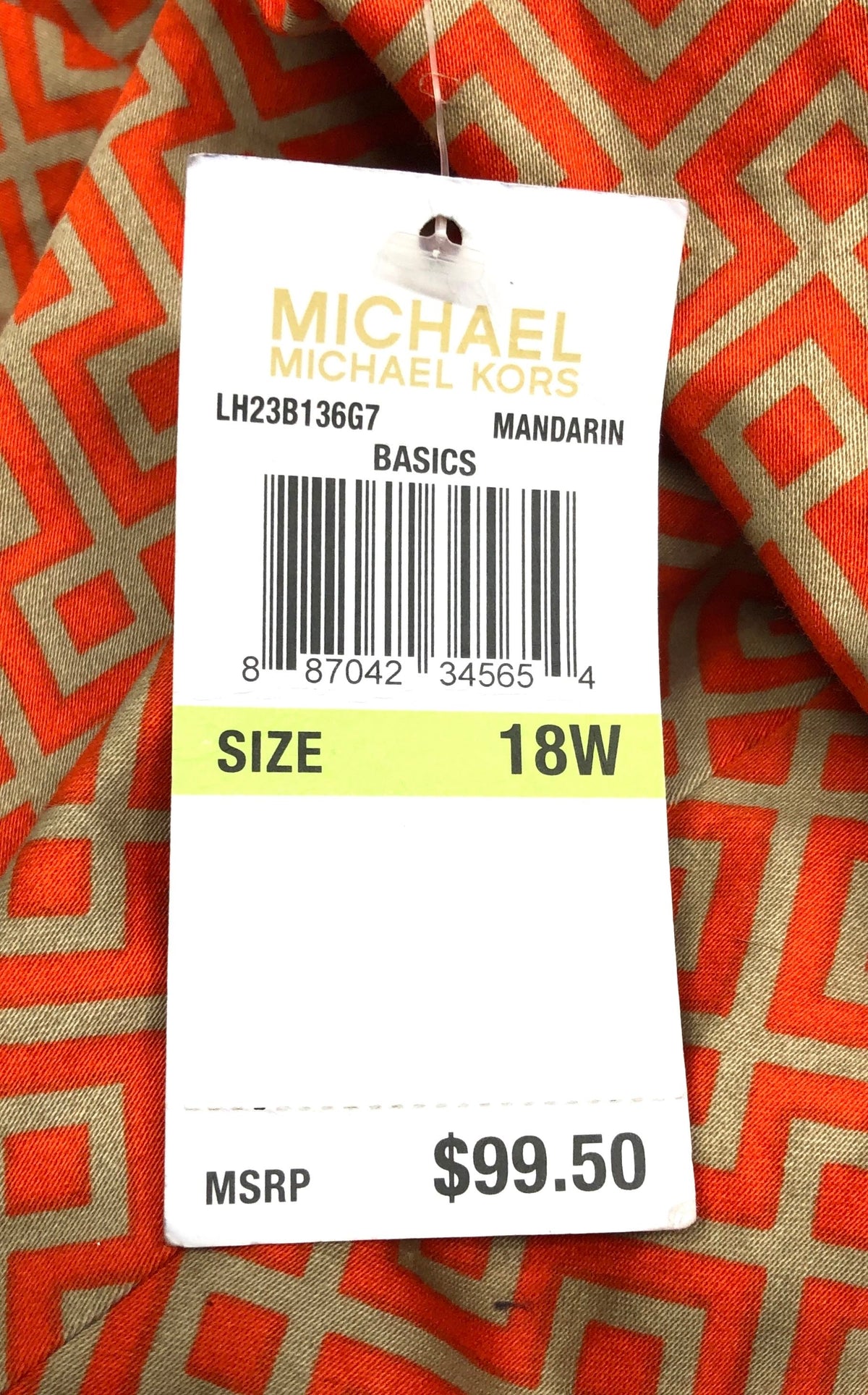 Michael Kors Women's Mandarin Orange Fretwork Geometric Print Shorts Size 18W