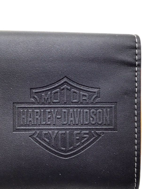 Harley-Davidson Black Orange Tri-Fold Wallet