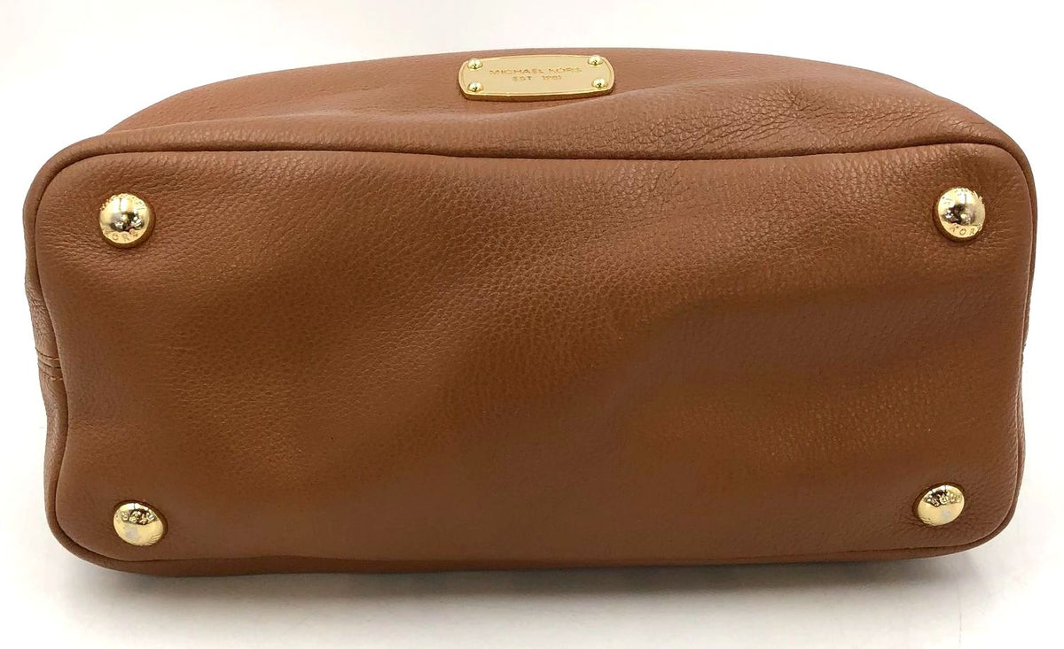 Michael Kors 'Brooke' Brown Pebbled Leather Shoulder Bag w/ Gold Accents (+COA)
