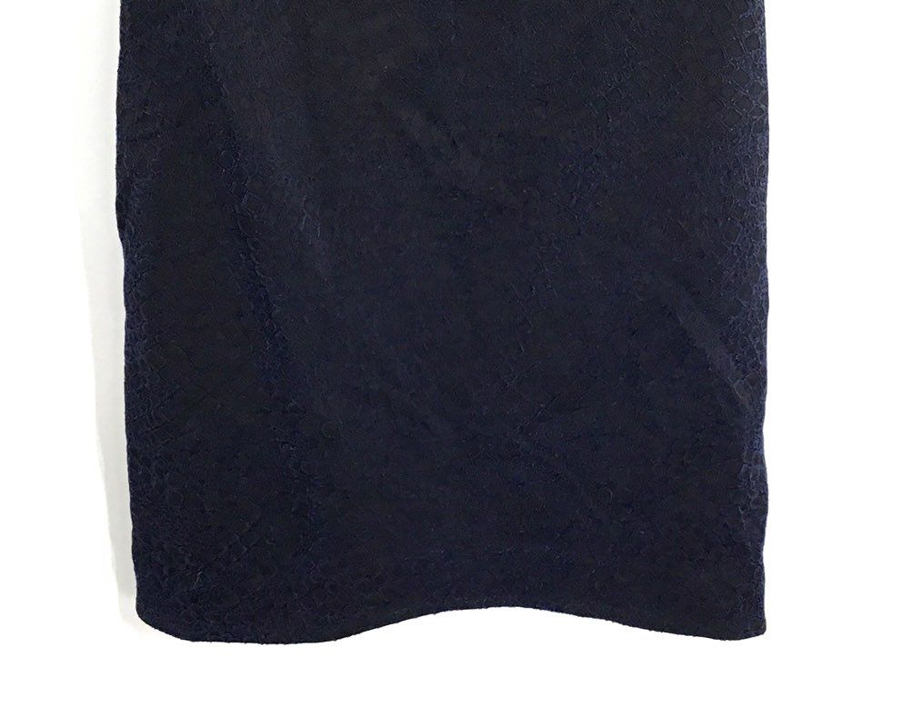 Kimberly Ovitz Women's Navy Textured Jacquard Open Back Dress Silk Lined Sz 8