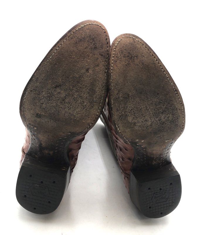 Tony Lama 8134 Brown Full Quill Ostrich Western Cowboy Boots Women's Size 7.5 B
