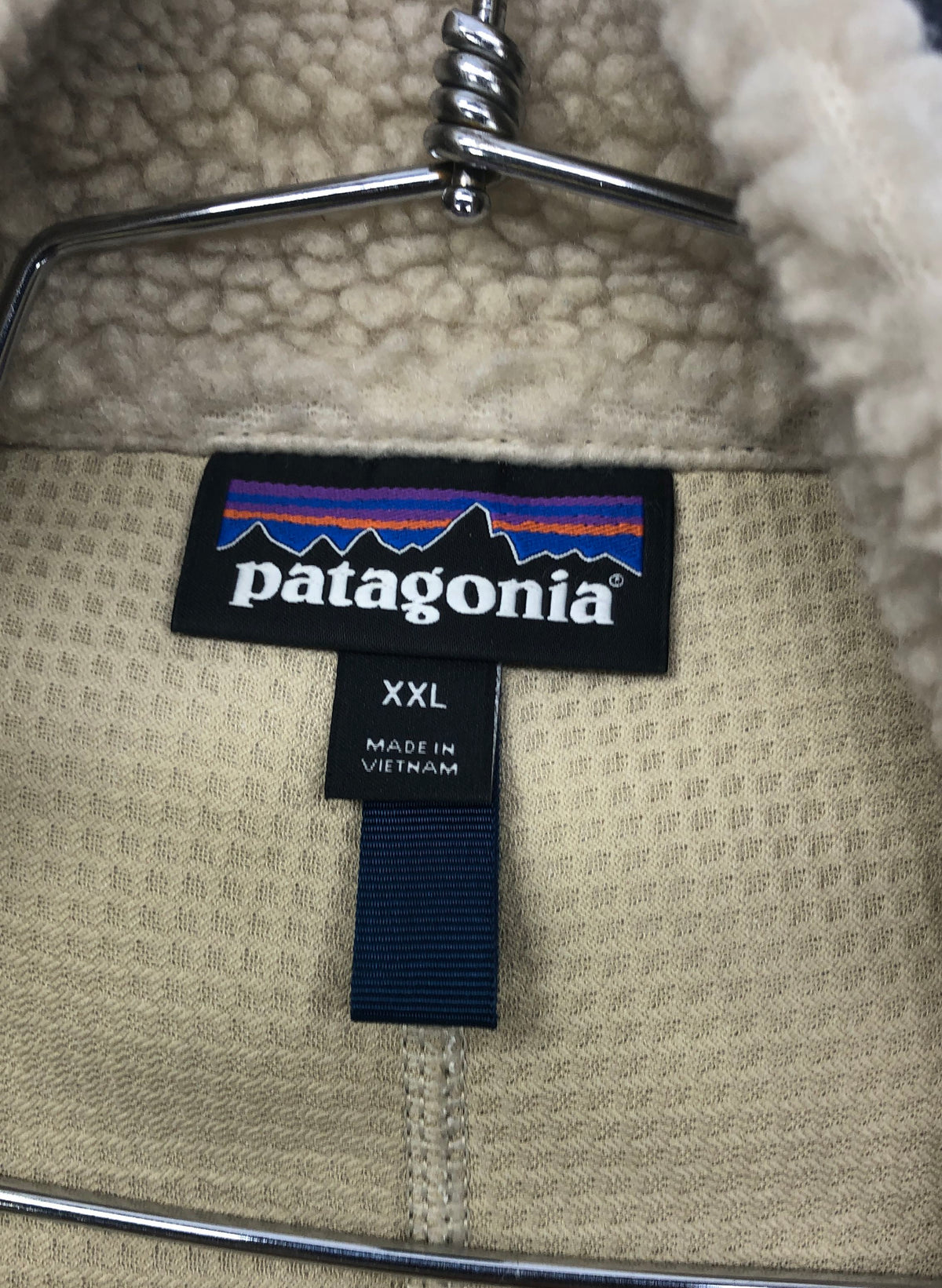 Patagonia Men's Classic Retro-X Fleece Vest Cream Navy Sherpa Full Zip Sz XXL