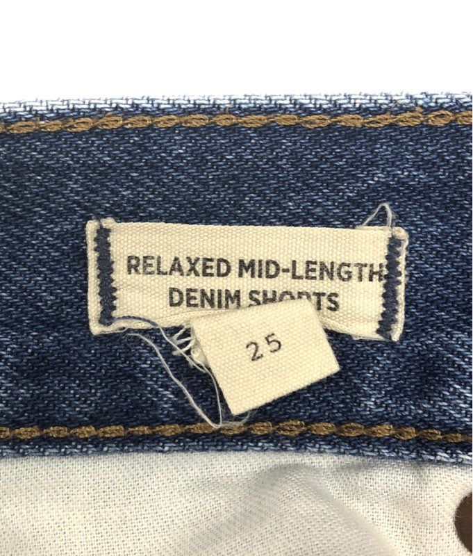 Madewell Women's Relaxed Mid-Length Denim Shorts Blue Raw Hem Size 25