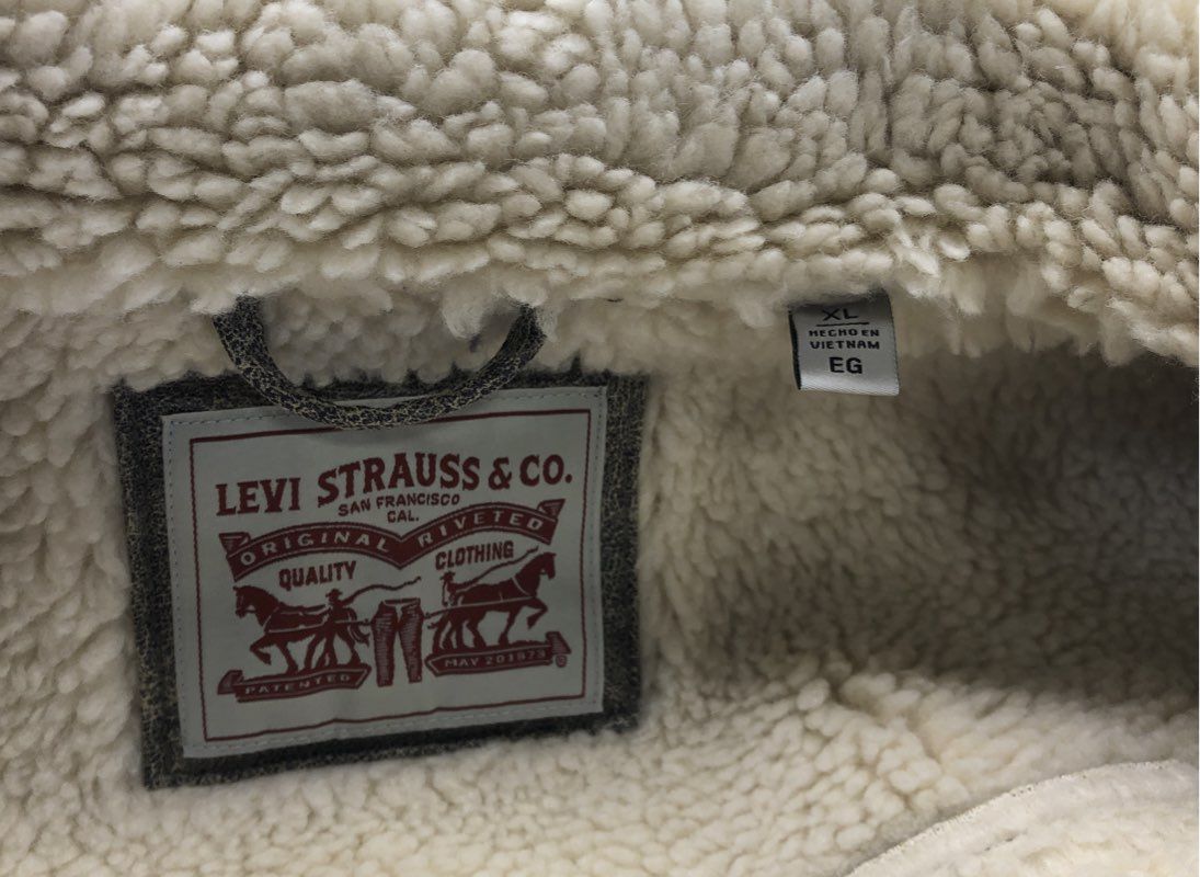 Levi Strauss Men's Gray Faux Leather Shearling Rancher Aviator Coat Sz XL