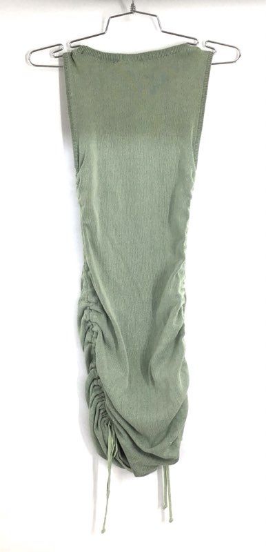 Lioness Women's Sage Green Military Minds Ribbed Ruched Mini Dress Sz XS