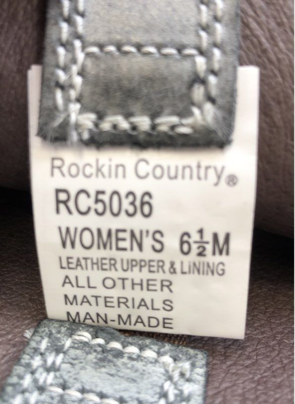 Rockin Country RC5036 Distressed Silver Studded Western Boots Womens Size 6.5