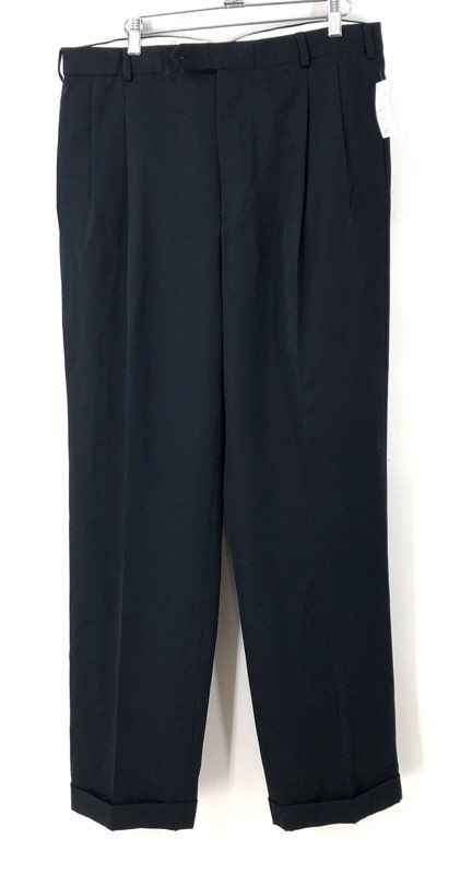 Brooks Brothers 346 Men's Black Wool Pleated Cuffed Dress Pants Sz 36x34