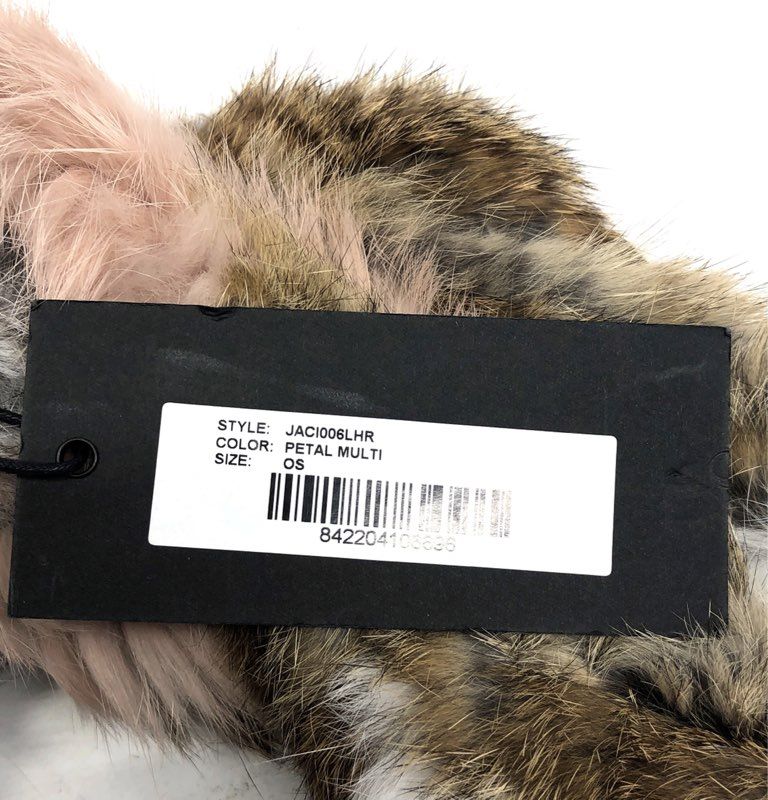 Jocelyn Women's Real Rabbit Fur Infinity Scarf Petal Multi Chevron NWT OS