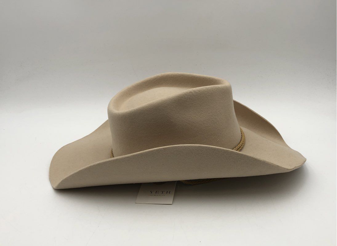 Wyeth Women's Beige Lennox Wool Western Cowboy Hat NWT Turquoise Slide OS