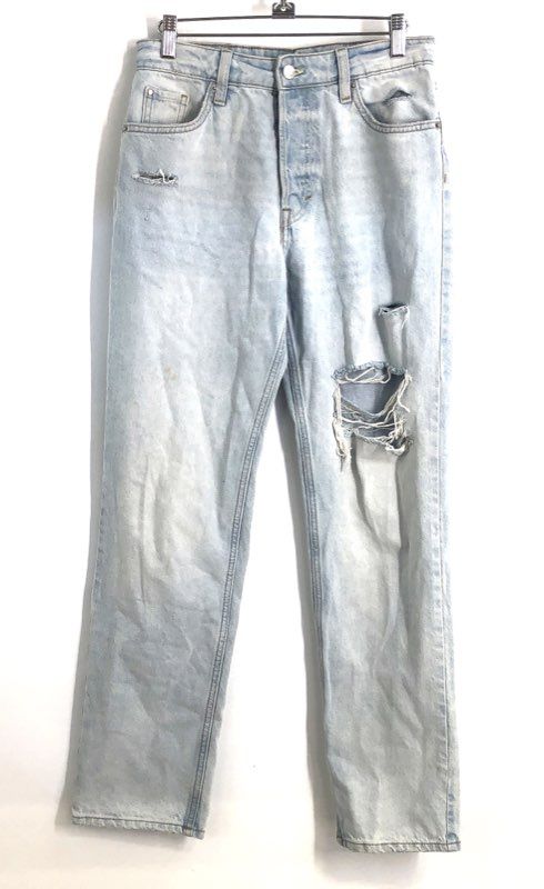 H&M &Denim Women's 90's Boyfriend Jeans Light Wash High Waist Distressed Sz 2