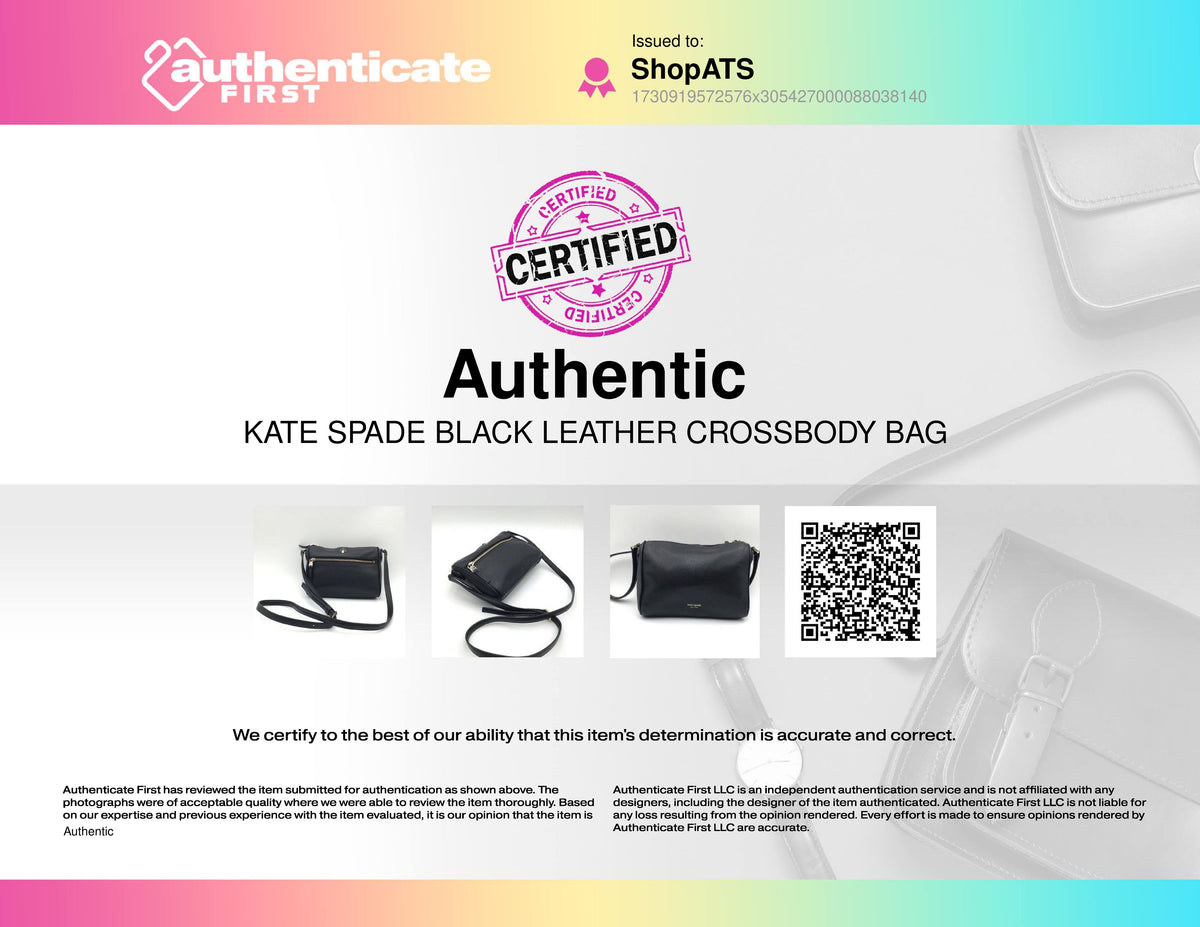 Authentic Kate Spade Black Luxury Leather Crossbody Bag - COA Included