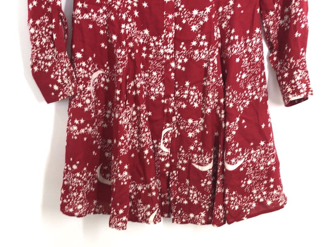 & Other Stories Women's Red Celestial Star Moon Button Front Dress Sz 2