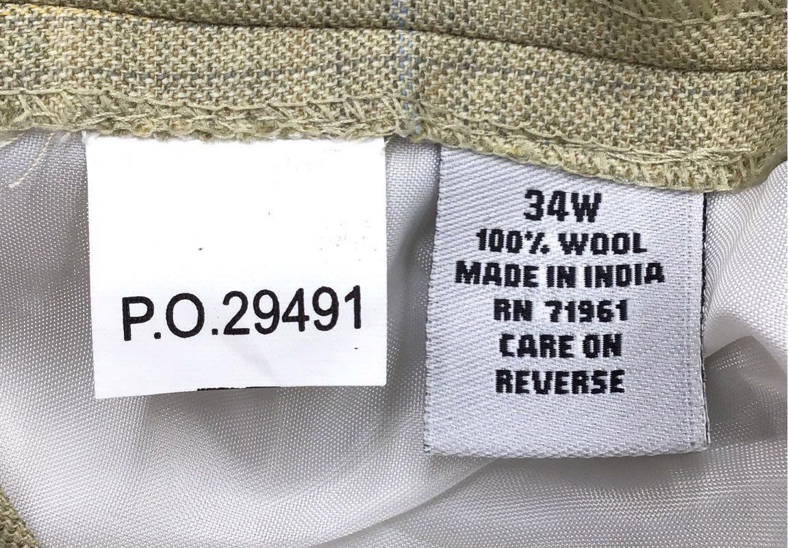 NWT Bachrach Men's Beige Gray Plaid Wool Dress Pant - Size 34W Lot Of 2