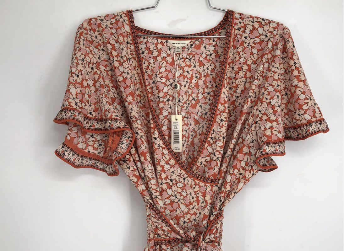 NWT Max Studio Women's Multicolor Floral Fit & Flare Dress - Size XL