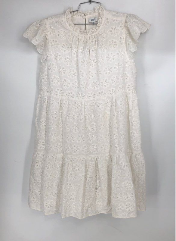 NWT Crown &amp; Ivy Women&#39;s White Eyelet Fit &amp; Flare Dress - Size Large