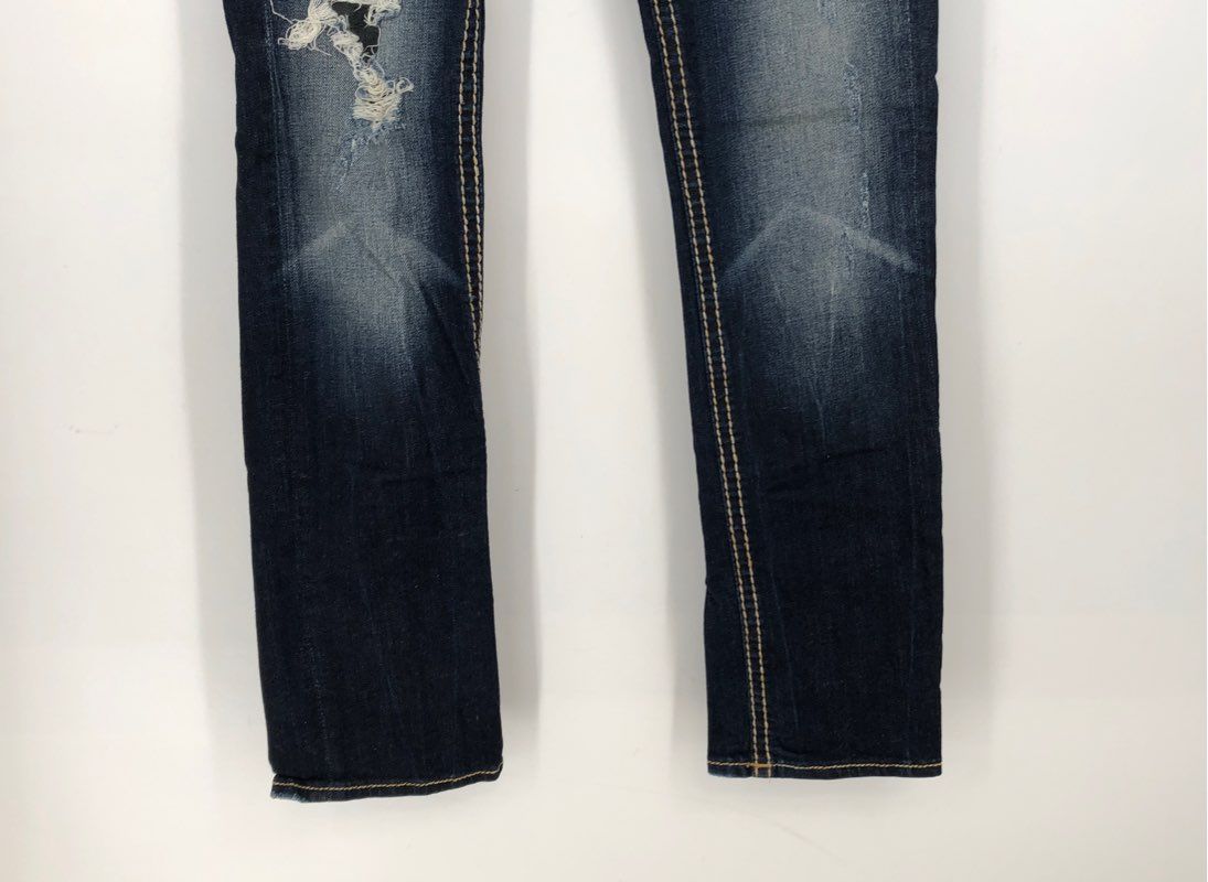 Rock Revival Women&#39;s Blue Karla Distressed Denim Straight Jeans - Size 27