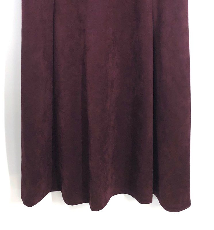 Calvin Klein Women's Burgundy Faux Suede Puff Sleeve Fit Flare Dress Sz 10