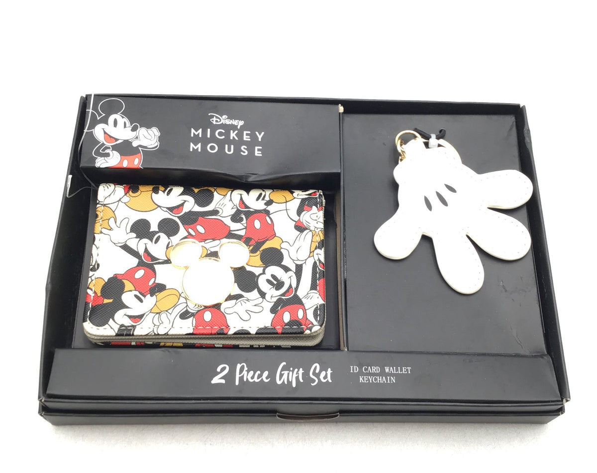 Disney Mickey Mouse ID Wallet Holder &amp; Mickey Hand Keychain 2-Piece Gift Set