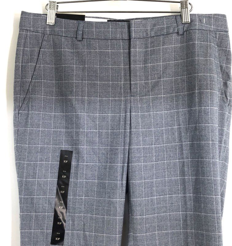 Banana Republic Women's Ryan Slim Blue Gray Windowpane Plaid Pants Sz 10P NWT