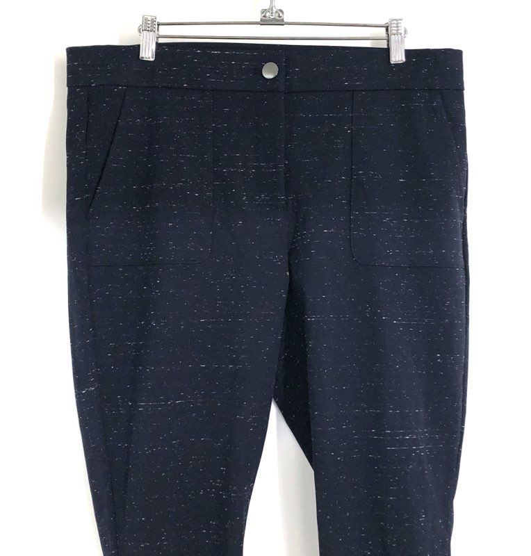 LOFT Women's Navy Blue Speckled Marled Knit Skinny Stretch Pants Sz 14 NWT