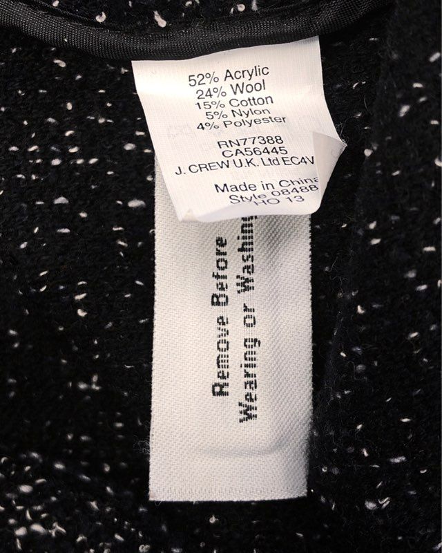 J.Crew Women's Black White Speckled Tweed Wool Blend Moto Jacket Sz 6 NWT