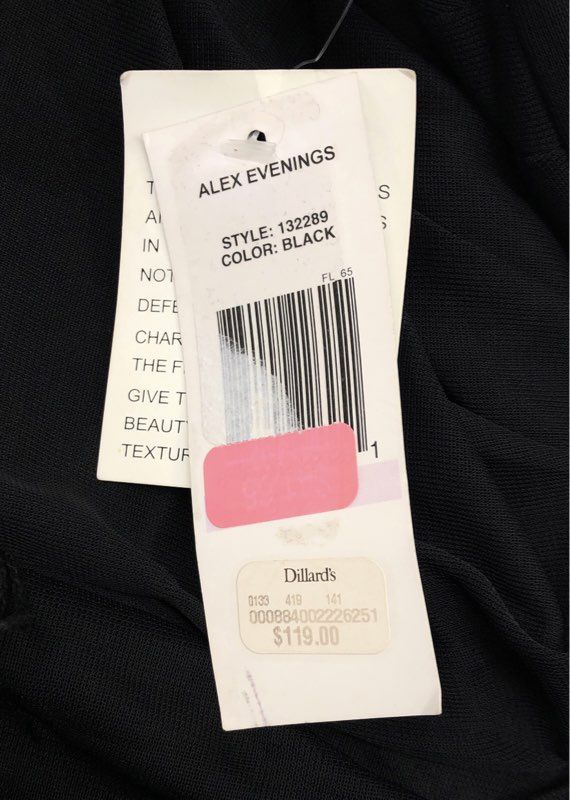 Alex Evenings Women's Black One Shoulder Draped Ruched Cocktail Dress Sz 6 NWT