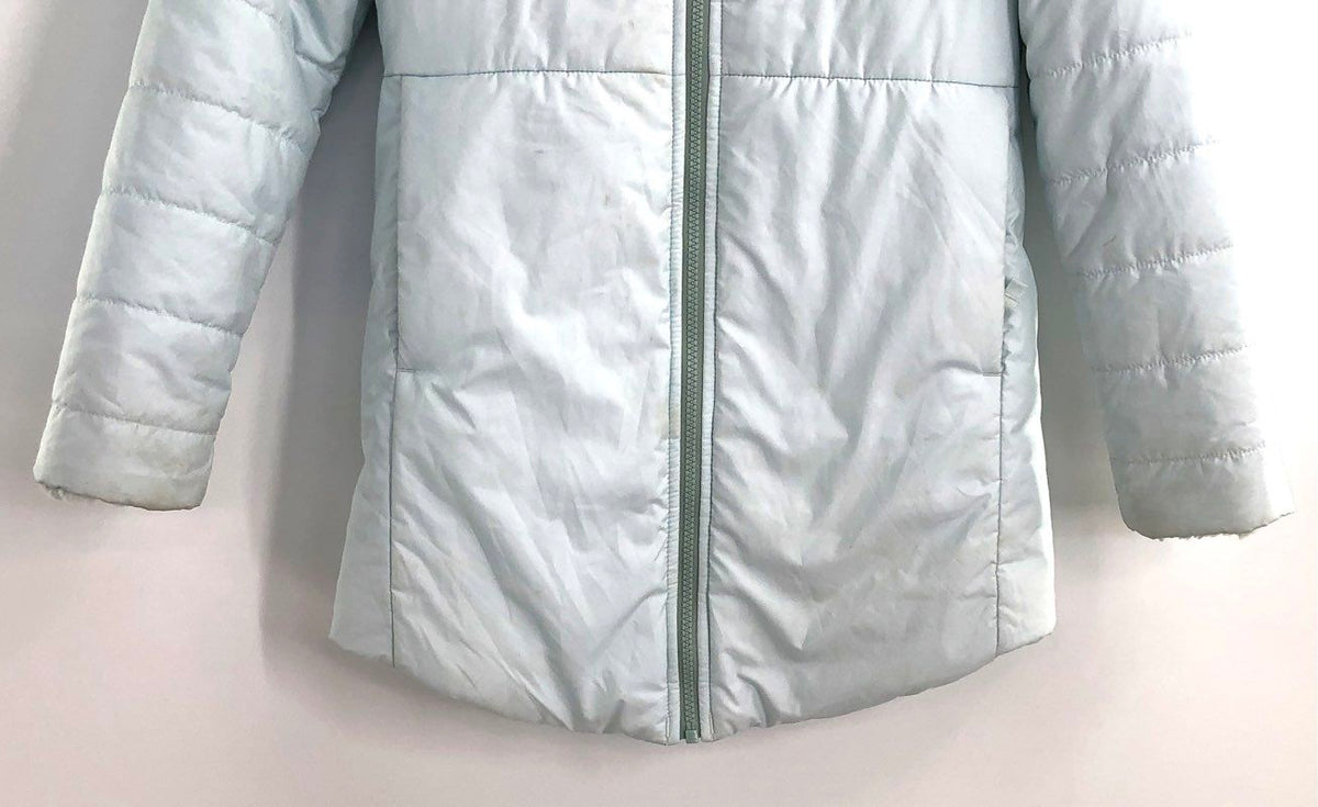 The North Face Girl's Light Blue Hooded Puffer Jacket Fleece Lined Sz M 10/12