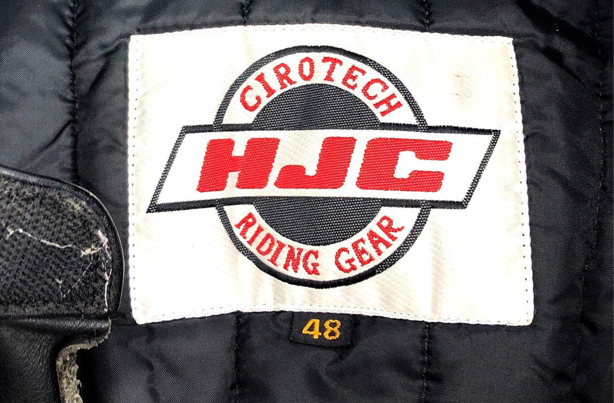 HJC Men's Cirotech Leather Motorcycle Jacket Yellow Black Padded Vintage Y2K 48