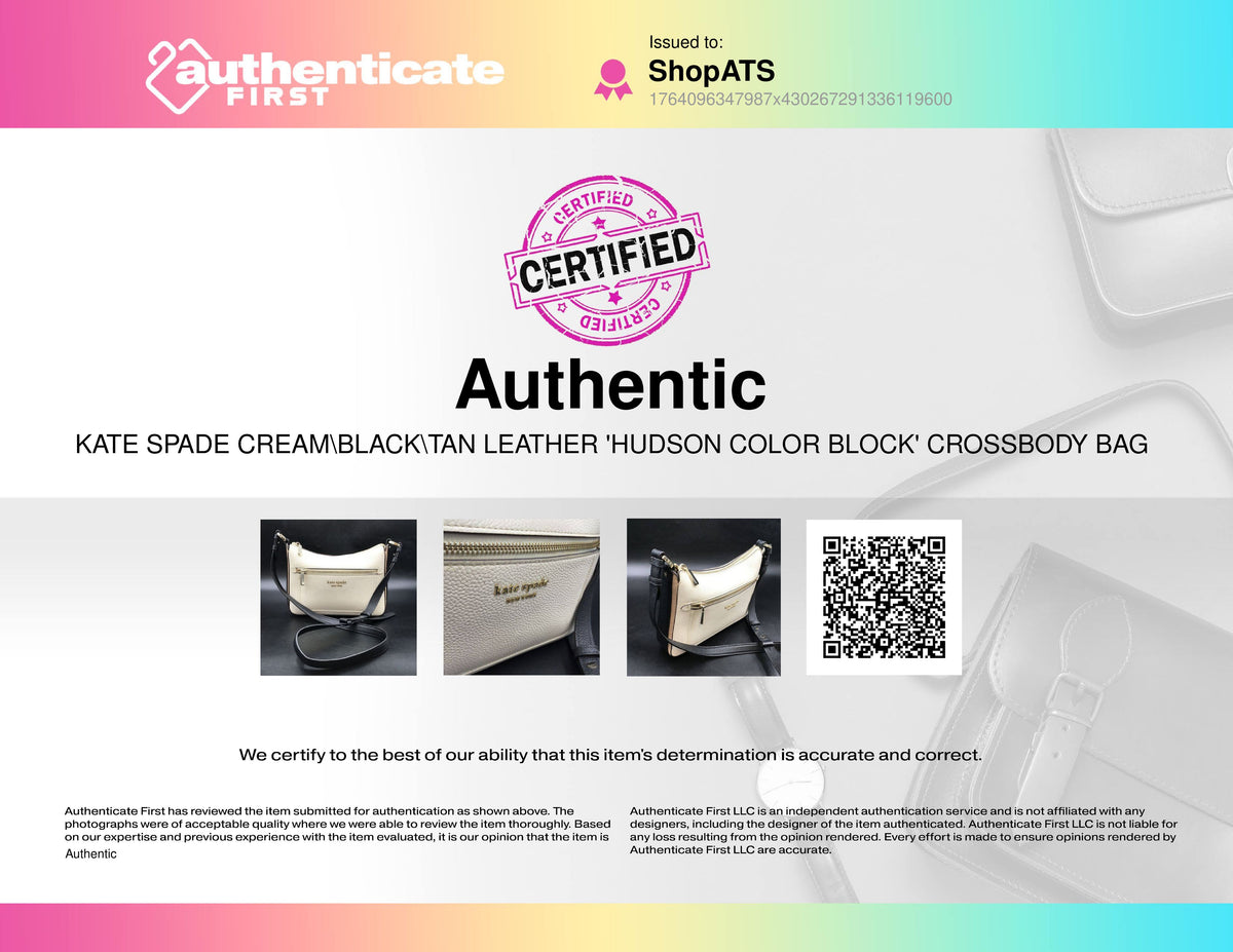 Kate Spade Cream\Black\Tan 'Hudson Color Block' Crossbody Bag (+COA)