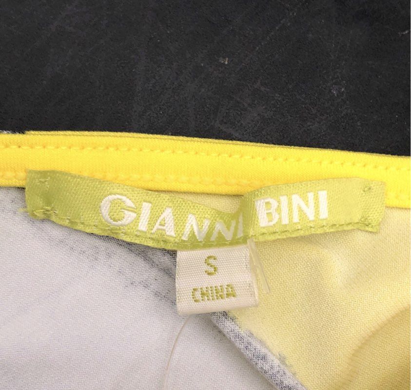 Gianni Bini Women's One Shoulder Shannon Knit Sundress Yellow Striped Sz S NWT
