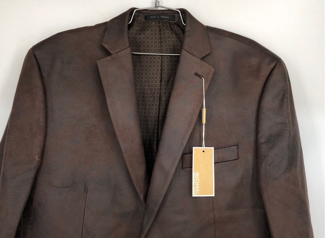 NWT Michael Kors Men&#39;s Brown Notch Lapel Single-Breasted Blazer - Size 44R