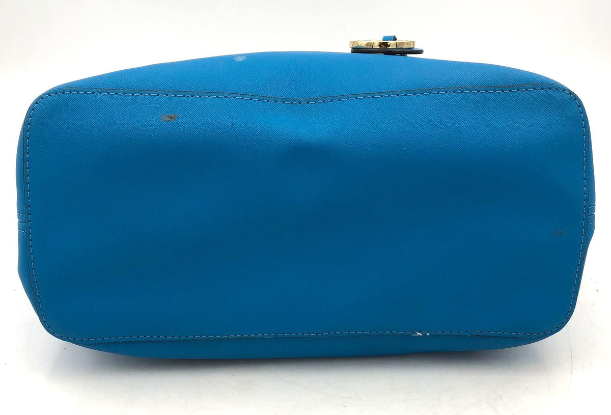 Authentic Michael Kors Women&#39;s Cyan Blue Leather Luxury Tote Bag - COA Included