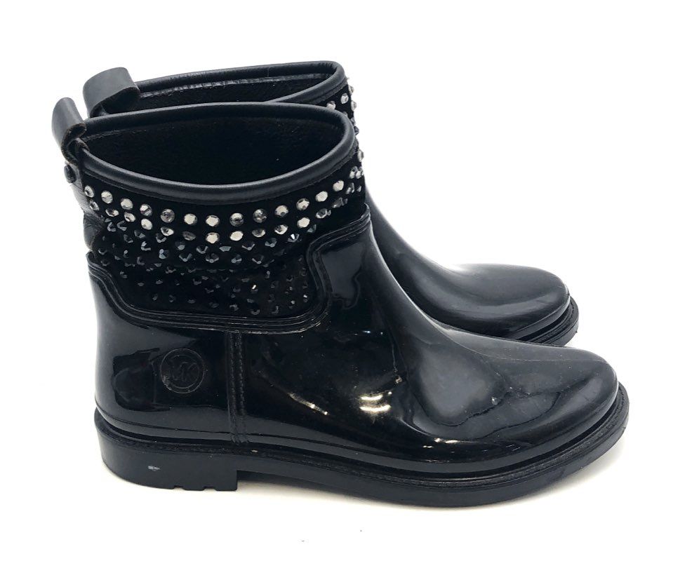 Michael Kors Tilda Jeweled Studded Ankle Rain Boots Black Women's Size 10
