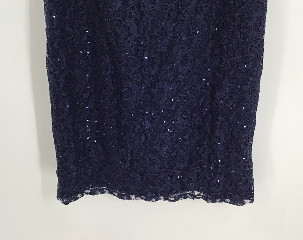 NWT SLNY Women&#39;s Blue Sequin Sleeveless V-Neck Sheath Dress - Size 16