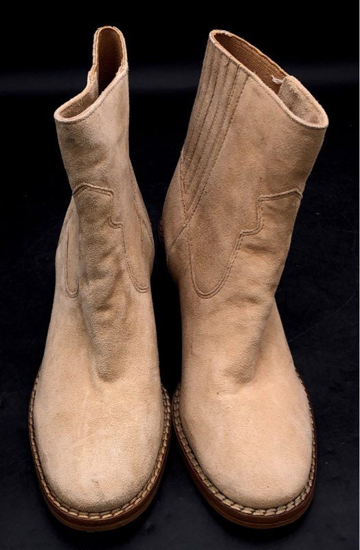 42 Gold Miley Natural Suede Western Ankle Boots Women's Size 9