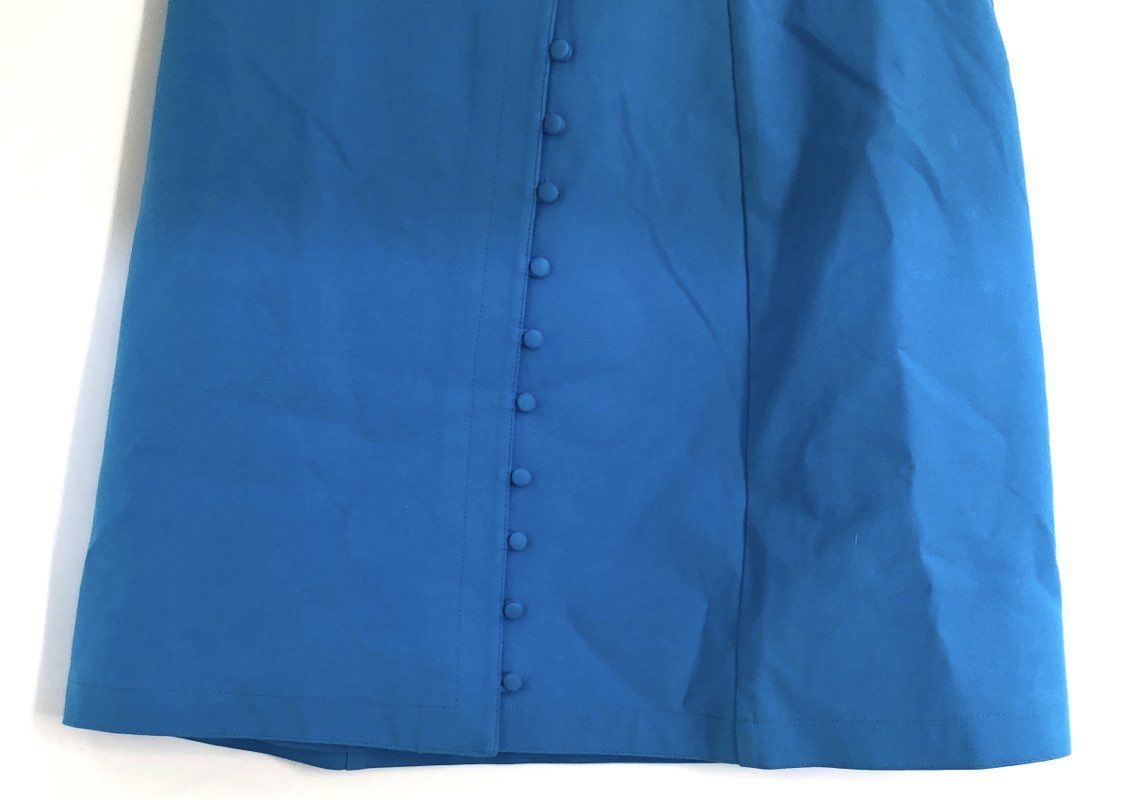 LOFT Women's Blue Button Front Mini Skirt Cotton Blend Sz 10 NWT