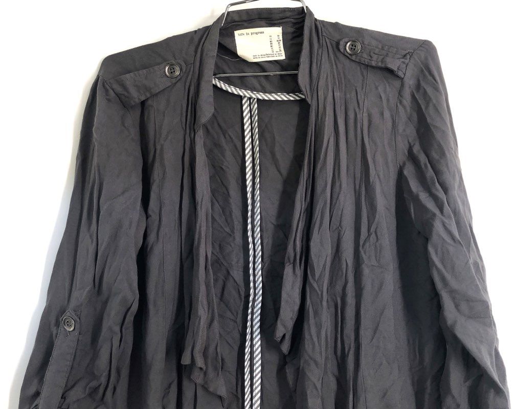 Life in Progress Women's Gray Open Front Utility Rayon Jacket Epaulettes Sz XS