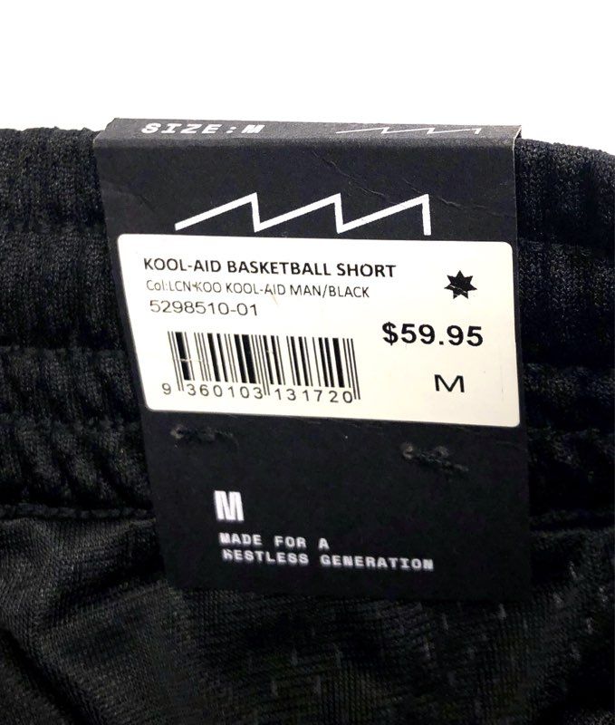 Factorie Men's Kool-Aid Graphic Mesh Basketball Shorts Black NWT Size M