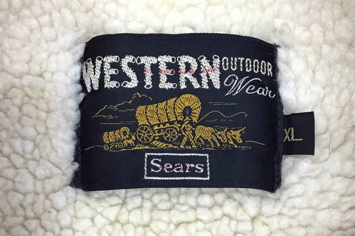 Vintage 70s Sears Western Outdoor Wear Sherpa Rancher Jacket Tan Sz L