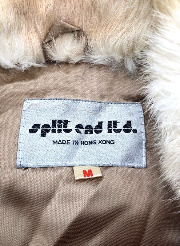 Vintage 80s Split End Ltd Real Rabbit Fur Jacket Made in Hong Kong Sz M
