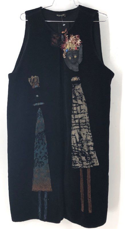 Lee Andersen NWT Women's Masque Vest Tunic Black Art to Wear Embellished Sz 2