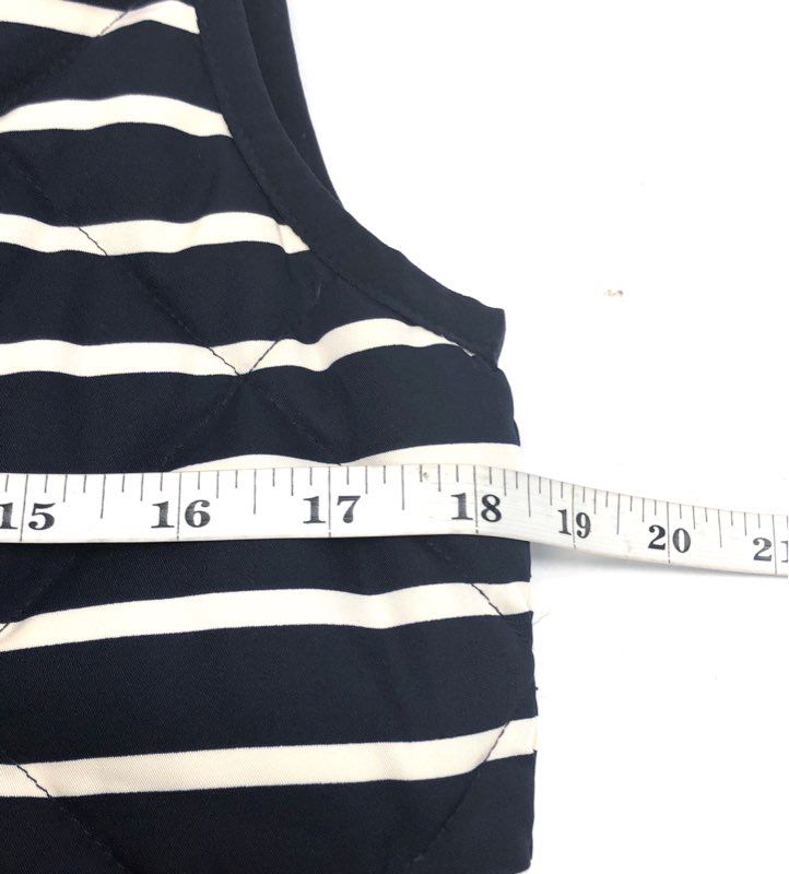 J.Crew Women's Excursion Quilted Vest Navy White Striped Sz XXS