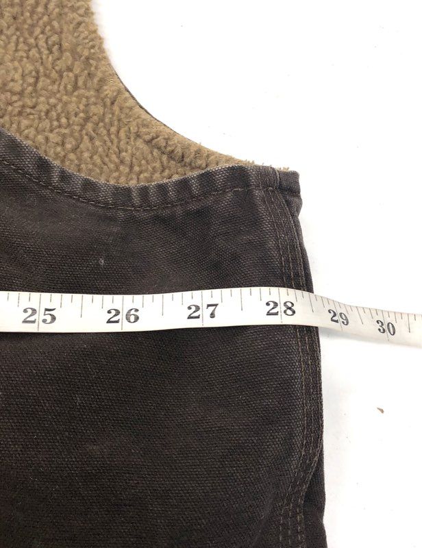 Carhartt V33 DKB Sandstone Duck Sherpa Lined Mock Neck Work Vest Brown Sz 2XL