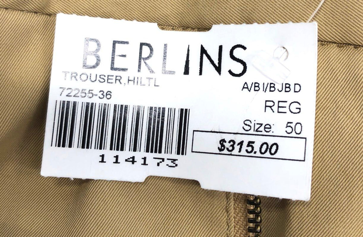 Hiltl Men's Trento Trousers Beige Khaki Flat Front Pants Sz 50 US 34 NWT